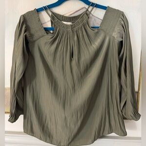 RAMY BROOK Army Green Cold Shoulder Blouse Size XS